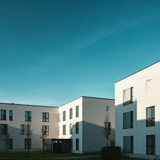 Photographie architecturale d'un bâtiment de logement social moderne